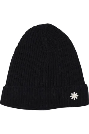 Manuel Ritz Beanies, male, , Size: ONE SIZE Ribbed Knit Beanie with Flower