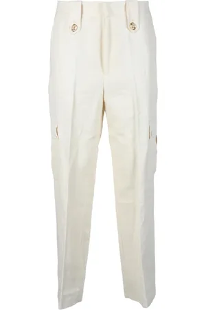 Twin-Set Straight Trousers, female, , Size: 2XS Cargo Linen Pants with High Waist