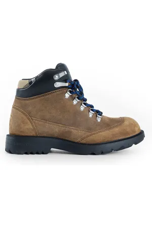 Burberry Lace-up Boots, male, , Size: 9 US High-top suede leather sneakers with check collar