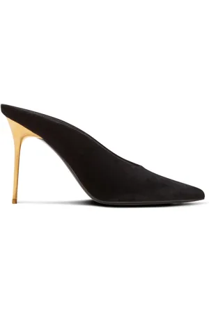Balmain Heeled Mules, female, , Size: 9 1/2 US Velvet Ruby mules