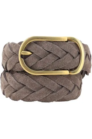 Brunello Cucinelli Belts, male, , Size: 100 CM Braided Leather Belt with Gold Buckle