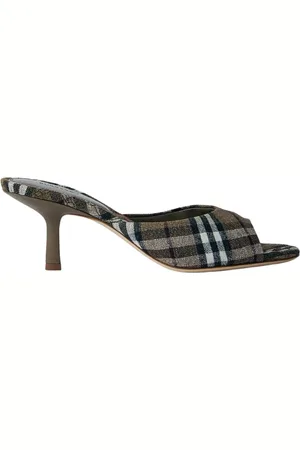 Burberry Heeled Mules, female, , Size: 8 1/2 US Check Kitten Heel Mules
