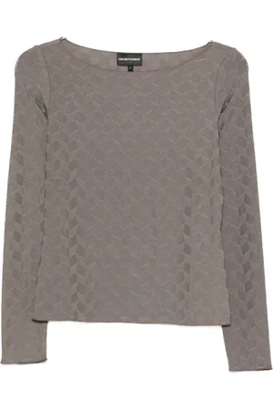 Emporio Armani Long Sleeve Tops, female, , Size: XS Silk & Nylon Dove Grey Sweater