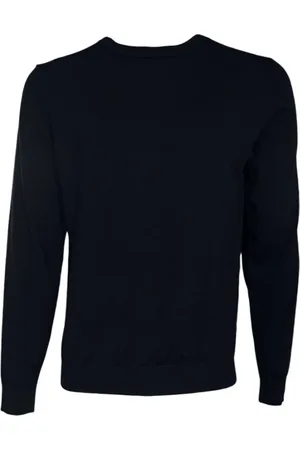 Daniele Fiesoli Round-neck Knitwear, male, , Size: M Merino Wool Pullover Navy