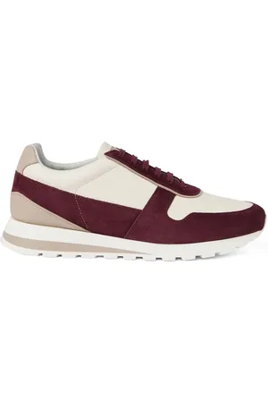 Brunello Cucinelli Sneakers, male, , Size: 9 US Burgundy Suede Lace-Up Sneaker