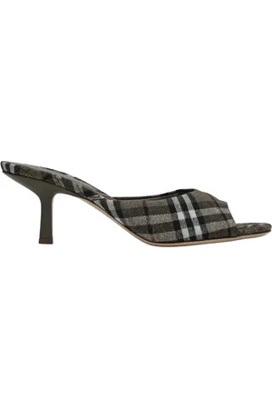 Burberry Heeled Mules, female, , Size: 6 1/2 US Linen Sandals with Elastane Blend