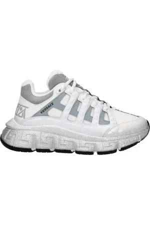 VERSACE Sneakers, female, , Size: 8 US Fabric Logo Sneakers with Lace-Up