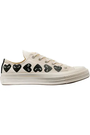 Comme des Garçons Sneakers, male, , Size: 11 US Heart Low Cream Canvas Sneakers
