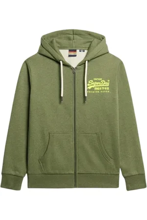 Superdry Zip-throughs, male, , Size: L Neon VL Graphic Hoodie in Olive
