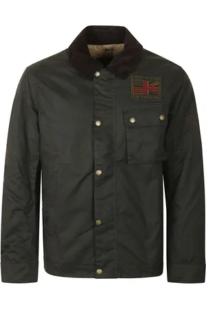 Barbour Light Jackets, male, , Size: S Sage waxed cotton work jacket