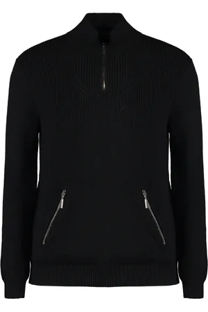 MOORER Round-neck Knitwear, male, , Size: 4XL Ribbed Knit Wool Turtleneck Pullover
