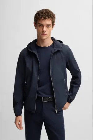 HUGO BOSS Winter Jackets, male, , Size: XL Water-Repellent Crinkled Fabric Jacket with Adjustable Hood
