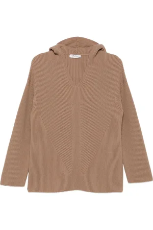 Max Mara Hoodies, female, , Size: S Ribbed Hooded Sweater Falcone Knit