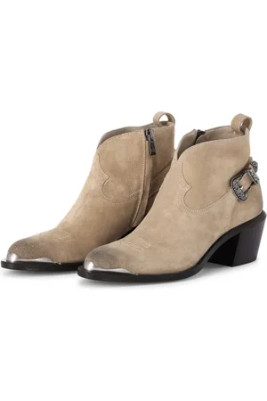 Golden Goose Cowboy Boots, female, , Size: 9 US Suede Ankle Boot with Silver Buckle