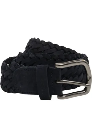 HUGO BOSS Belts, male, , Size: 105 CM Woven Leather Suede Belt with Logo
