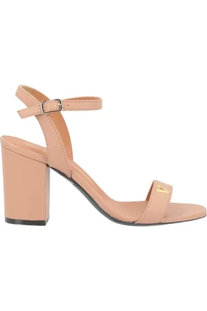 Via Roma High Heel Sandals, female, , Size: 11 US Pink leather sandal with logo strap