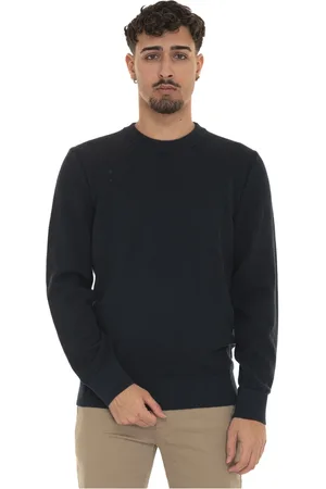 HUGO BOSS Round-neck Knitwear, male, , Size: S Textured Round-necked Cotton Pullover