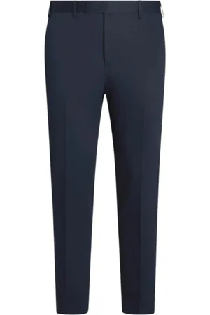 PT Torino Suit Trousers, male, , Size: M Navy Slim Fit Stretch Satin Trousers
