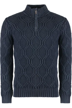 MOORER Round-neck Knitwear, male, , Size: 3XL Ribbed Wool Turtleneck Pullover