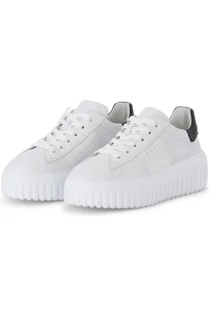 Hogan Sneakers, female, , Size: 10 US Leather Chunky Sneaker with High Sole
