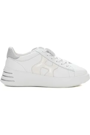 Hogan Sneakers, female, , Size: 11 US Lace-up Leather Sneakers with Lurex Details