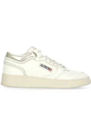 Autry Sneakers, female, , Size: 6 US Ivory Leather Sneakers with Perforated Details