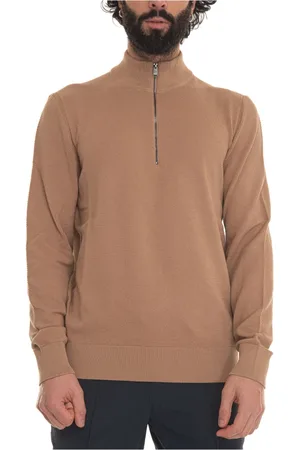 HUGO BOSS Turtlenecks, male, , Size: 2XL Textured Half Zip Pullover Elasticated Cuffs
