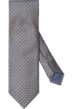 Eton Ties, male, , Size: ONE SIZE Grey Floral Silk Tie Elegant Business