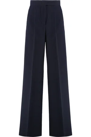 Max Mara Wide Trousers, female, , Size: M Virgin Wool Trousers with Side Pockets