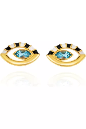 Nevernot Women's Life in Colour 14K Yellow Gold Enameled Topaz Eye Earrings - - OS - Moda Operandi - Gifts For Her