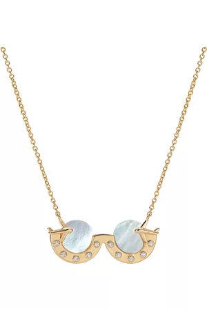 Nevernot Women Necklaces - Women's Travel 14K Yellow Mother-of-Pearl; Diamond Necklace - - OS - Moda Operandi - Gifts For Her
