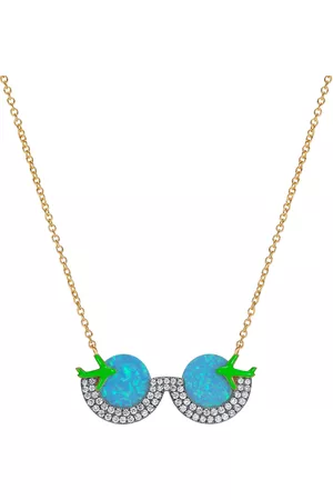 Nevernot Women's Travel 14K Yellow Gold Opal; Diamond Necklace - - OS - Moda Operandi - Gifts For Her