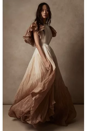 Danielle Frankel Women Evening Dresses & Gowns - Women's Blythe Pleated Dip-Dye Organza Gown - - US 00 - Only At Moda Operandi