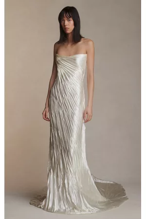 Danielle Frankel Women Evening Dresses & Gowns - Women's Rainey Hand Pleated Wool And Silk Blend Satin Gown - - US 00 - Only At Moda Operandi
