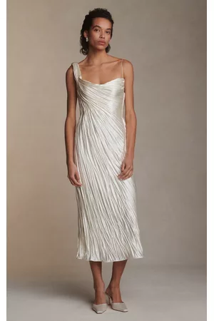 Danielle Frankel Women Pleated Dresses - Women's Nell Hand Pleated Wool And Silk Blend Satin Dress - - US 00 - Only At Moda Operandi