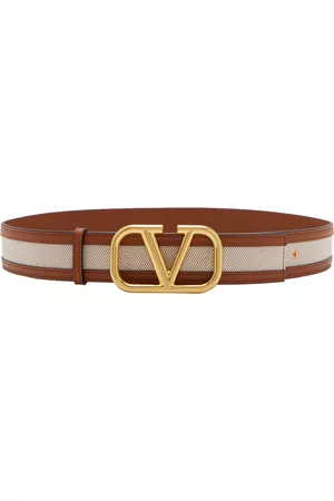 VALENTINO Women Belts - Women's Garavani Logo Signature Leather And Canvas Belt - - 70 cm - Moda Operandi