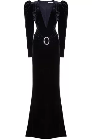 Alessandra Rich Women Evening Dresses & Gowns - Women's Crystal Buckle Velvet Gown - - IT 38 - Moda Operandi