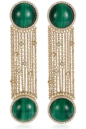 Nevernot Women Earrings - Women's Ready 2 Discover 18K Yellow Gold Malachite; Diamond Earrings - - OS - Moda Operandi - Gifts For Her