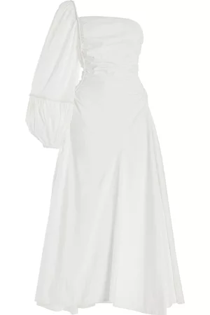 ULLA JOHNSON Women Asymmetrical Dresses - Women's Fiorella Asymmetric Poplin Midi Dress - - US 0 - Moda Operandi