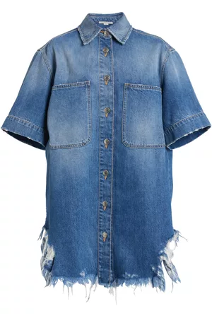 Stella McCartney Women Denim Shirts - Women's Distressed Denim Button-Down Shirt - - IT 36 - Moda Operandi
