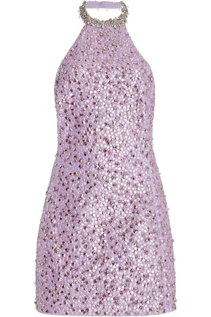Des Phemmes Women Party & Cocktail Dresses - Women's Exclusive Embroidered Stretch-Cotton Satin Mini Halter Dress - - IT 38 - Moda Operandi