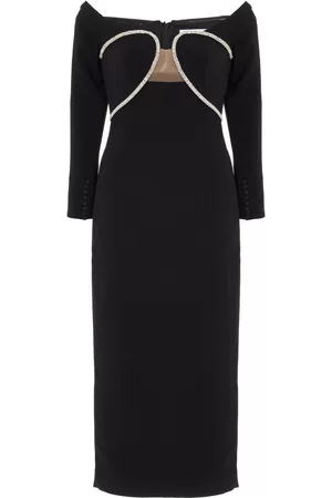 Self-Portrait Women Strapless Dresses - Women's Off-The-Shoulder Heavy Crepe Midi Dress - - US 0 - Moda Operandi