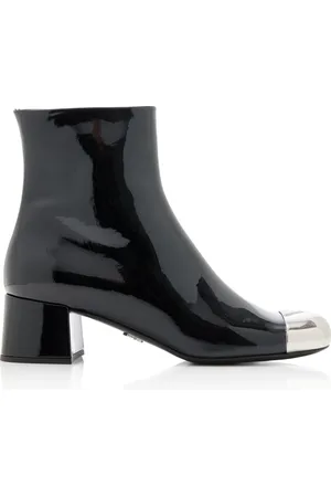 Prada Modellerie Metal-Tipped Leather Ankle Boots - - IT 35.5 - Moda Operandi