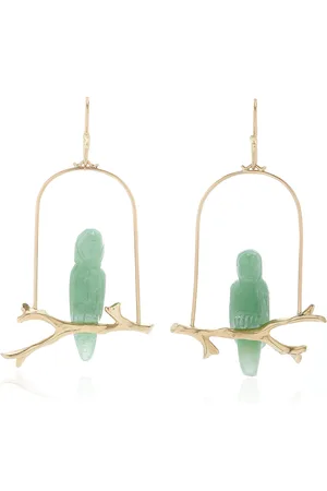 Annette Ferdinandsen Amazon Parrot 14K Yellow Gold Aventurine Earrings - - OS - Moda Operandi - Gifts For Her