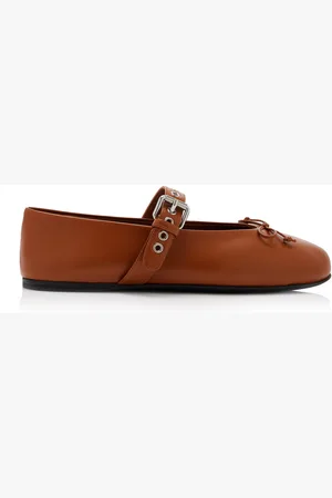 Miu Miu Buckle-Strap Leather Ballet Flats - - IT 36 - Moda Operandi