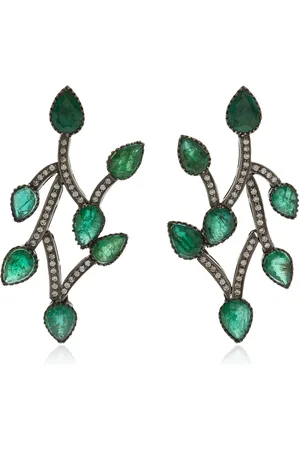 Amrapali One-of-a-Kind Rajasthan 18K Yellow Gold; Black Rhodium Emerald Earrings - - OS - Moda Operandi - Gifts For Her