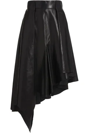 Balmain Asymmetric Leather Midi Skirt - - FR 40 - Moda Operandi