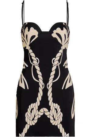 JOHANNA ORTIZ Maritime Star Printed Bustier Mini Dress - Black/white - US 6 - Moda Operandi