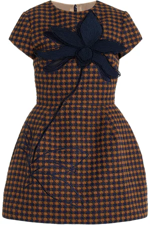 Oscar de la Renta Embroidered Tweed Mini Dress - - US 2 - Moda Operandi