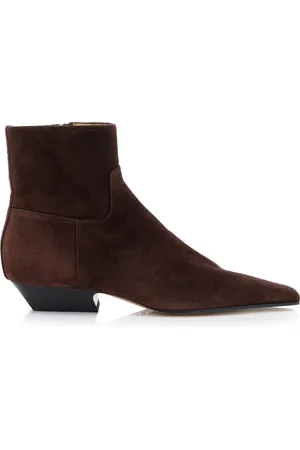 Khaite Marfa Suede Western Ankle Boots - - IT 36 - Moda Operandi